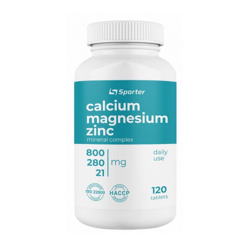 Кальцій, магній, цинк Sporter Calcium Magnesium Zinc 800/280/21 мг, 120 шт